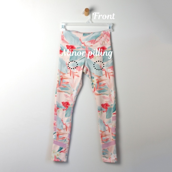 Old Navy Active leggings -  Kids Size 14/ XL - Pink melange with netting detail - Picture 7 of 9